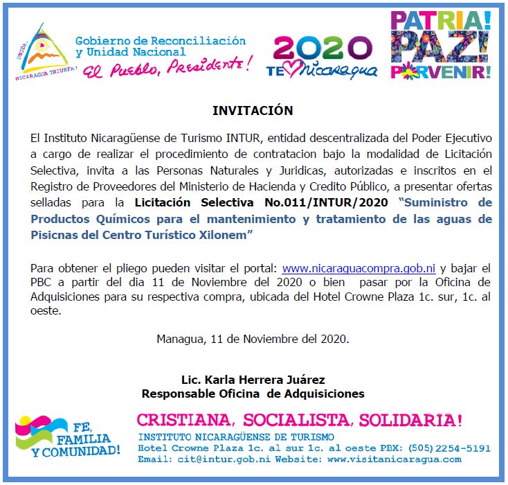 INVITACION LS11 Xilonem Licitación Selectiva No.011/INTUR/2020