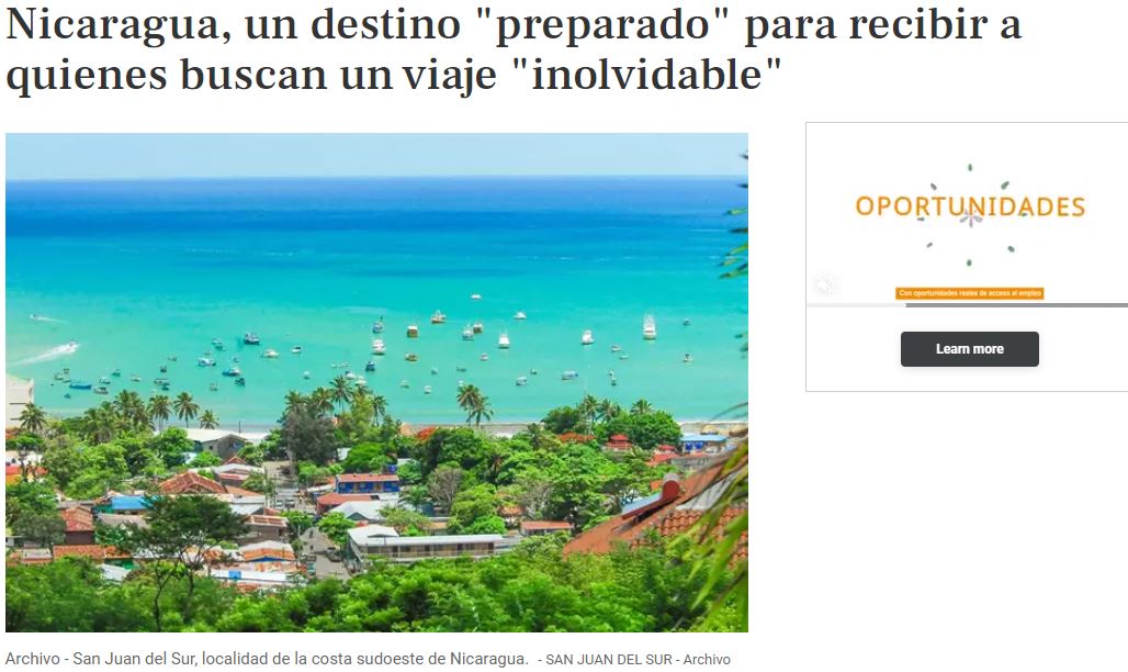 nicaragua destino para recibir turistas