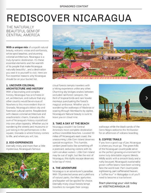 Nicaragua en revista Travelweek